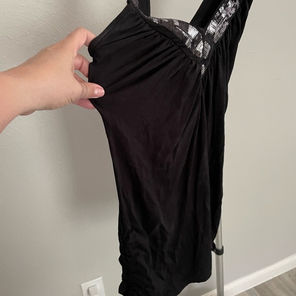 Vivint Black Top with Silver and Black Sequins and Ruching in the Sides - Picture 2 of 9
